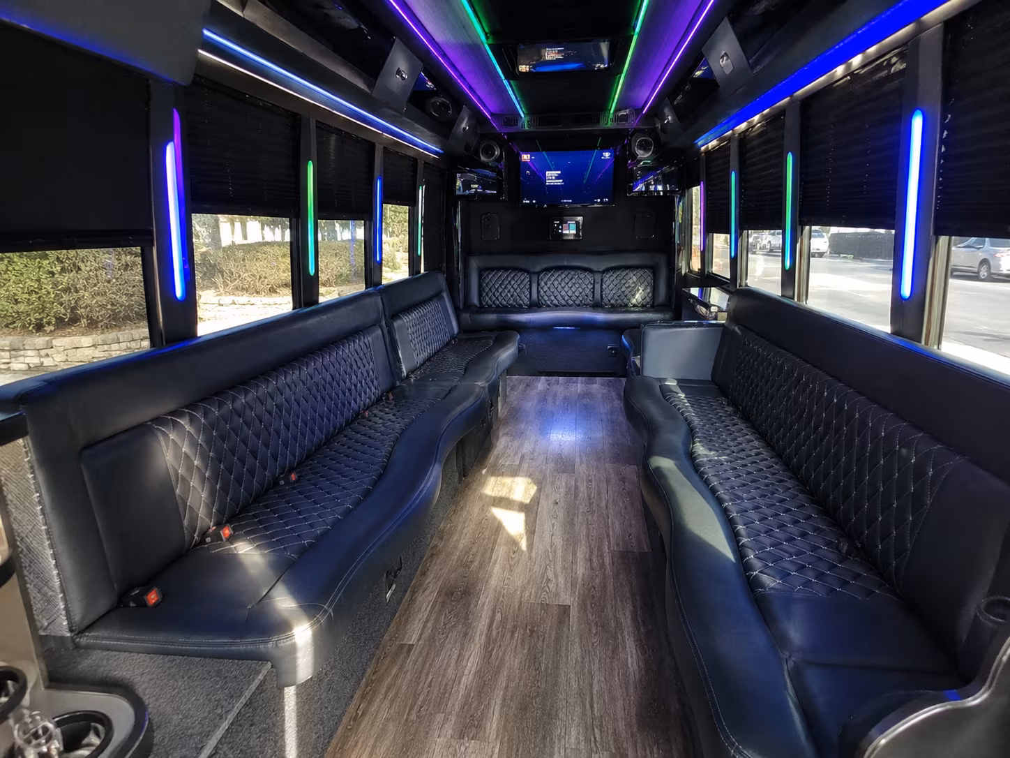 clifton 15 passenger party bus interior