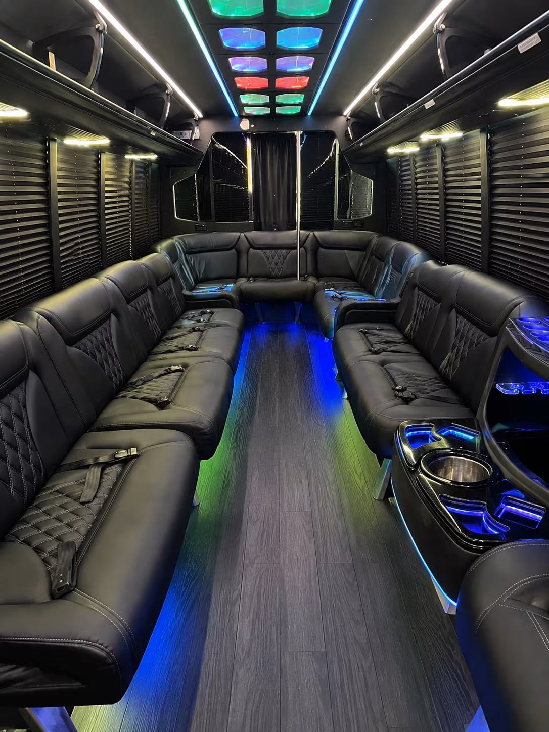 clifton 20 passenger party bus interior