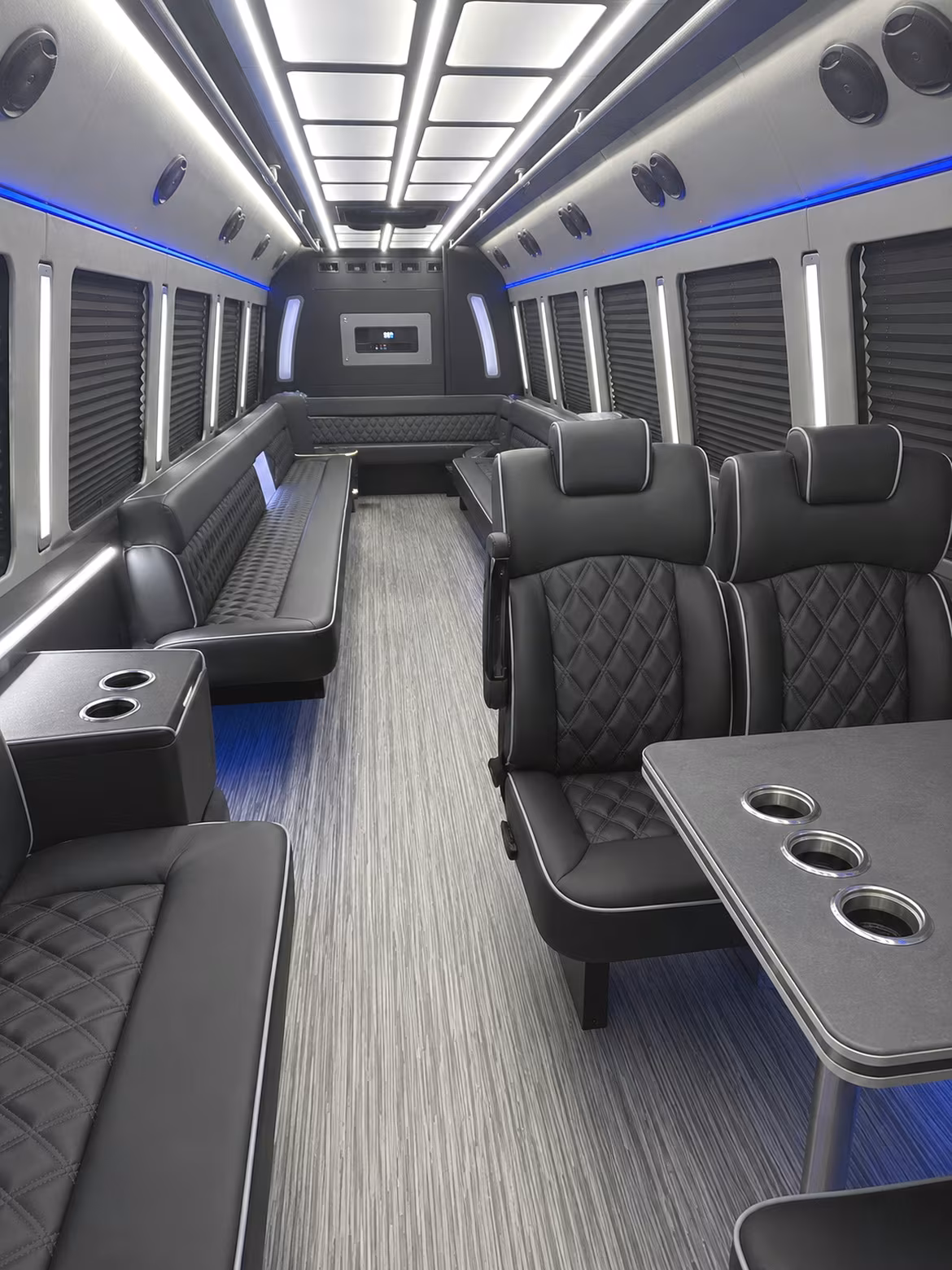 clifton 25 passenger party bus inside