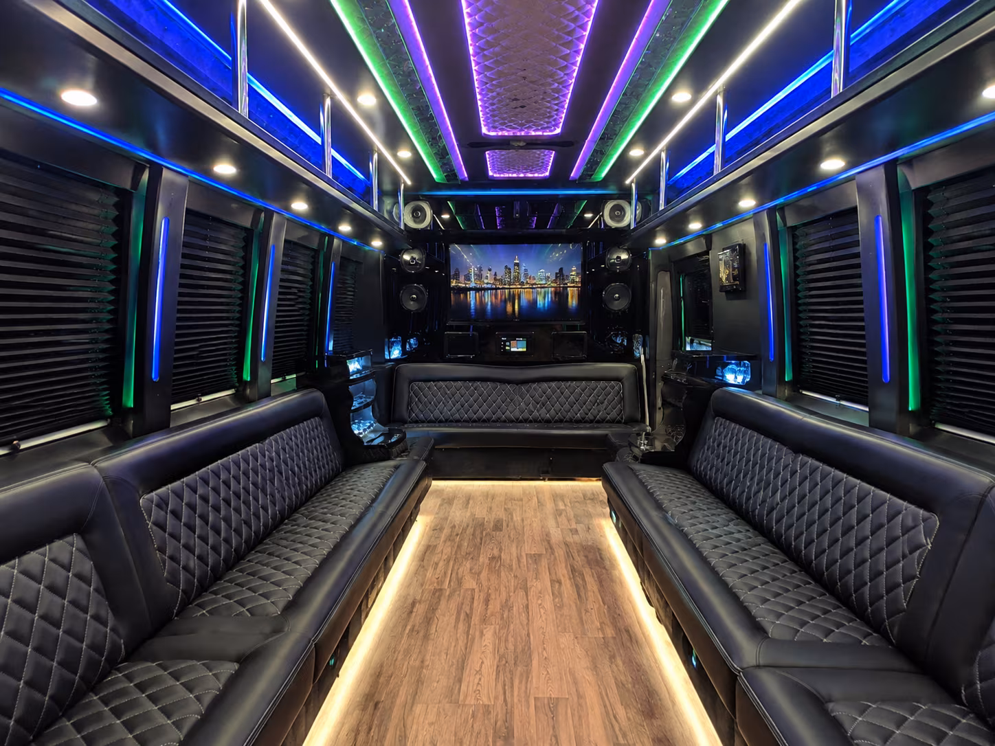 clifton 25 passenger party bus interior