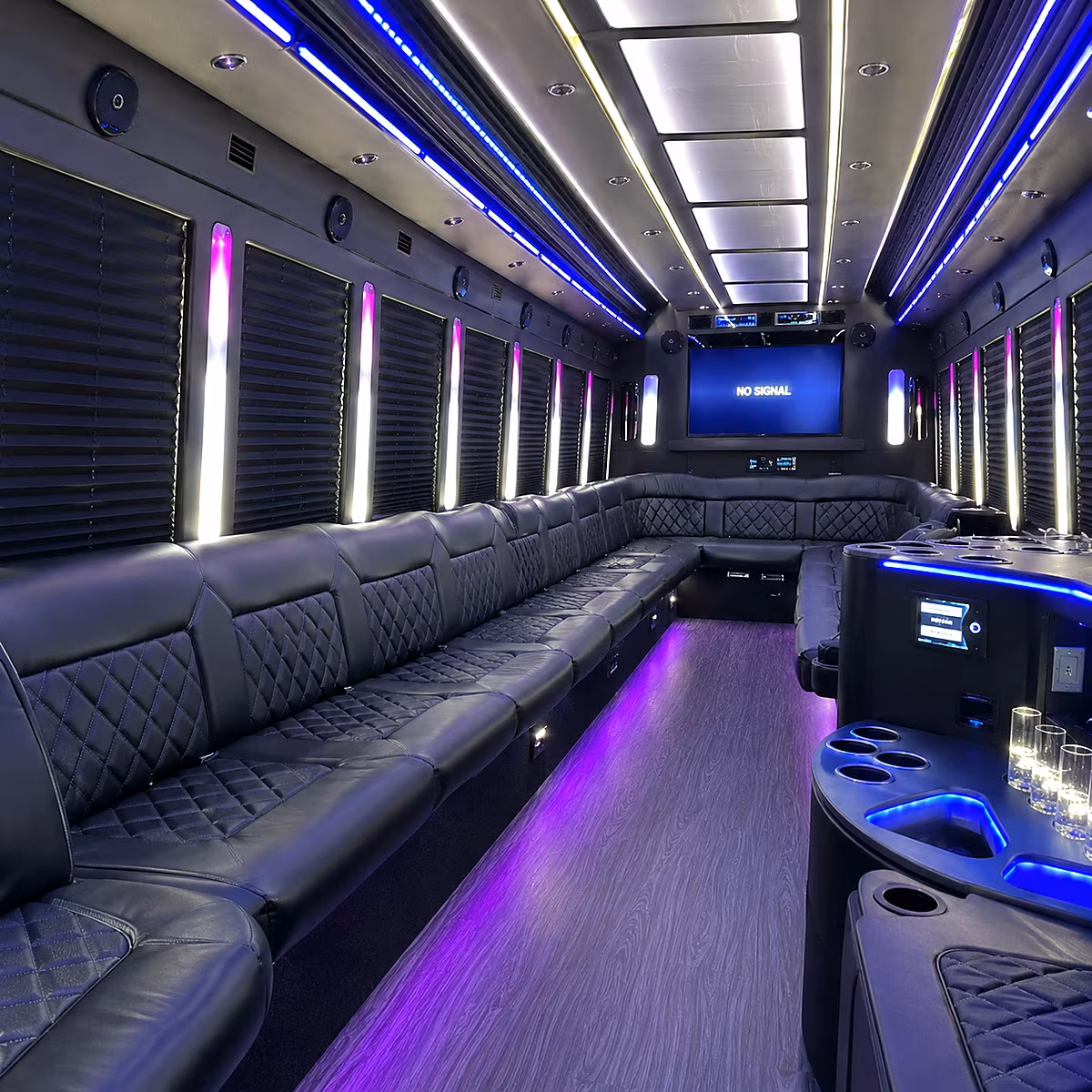clifton 30 passenger party bus inside